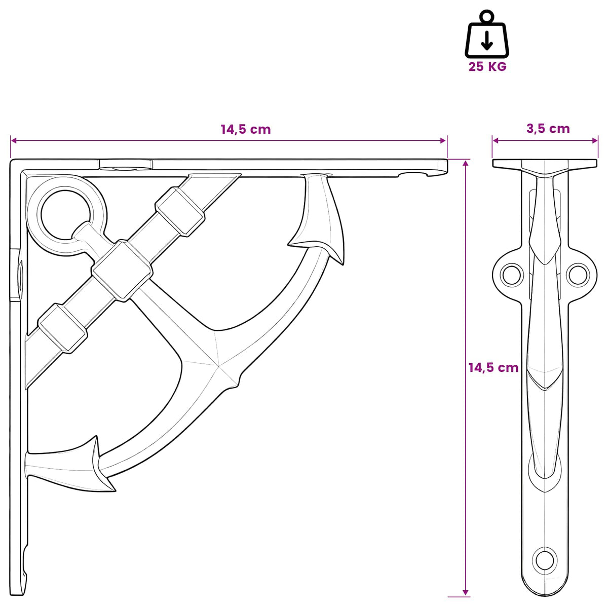 Supporti per mensole da parete 2 pz Nero 14.5 x 14.5 x 3.5 cm | homemem39