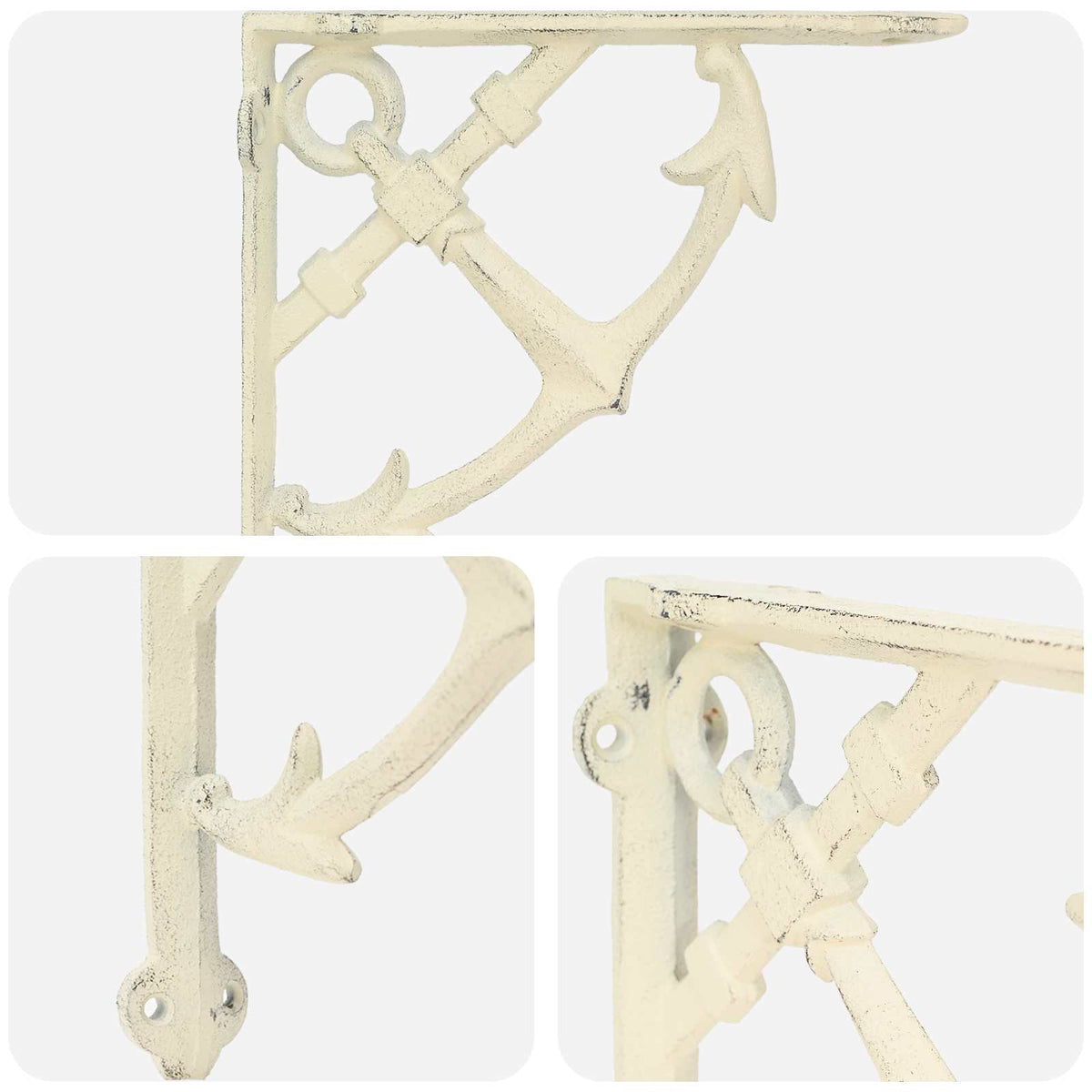 Supporti per mensole da parete 12 pz Bianco Antico | homemem39