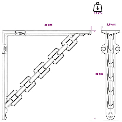 Supporti per mensole da parete 2 pz Bianco Antico