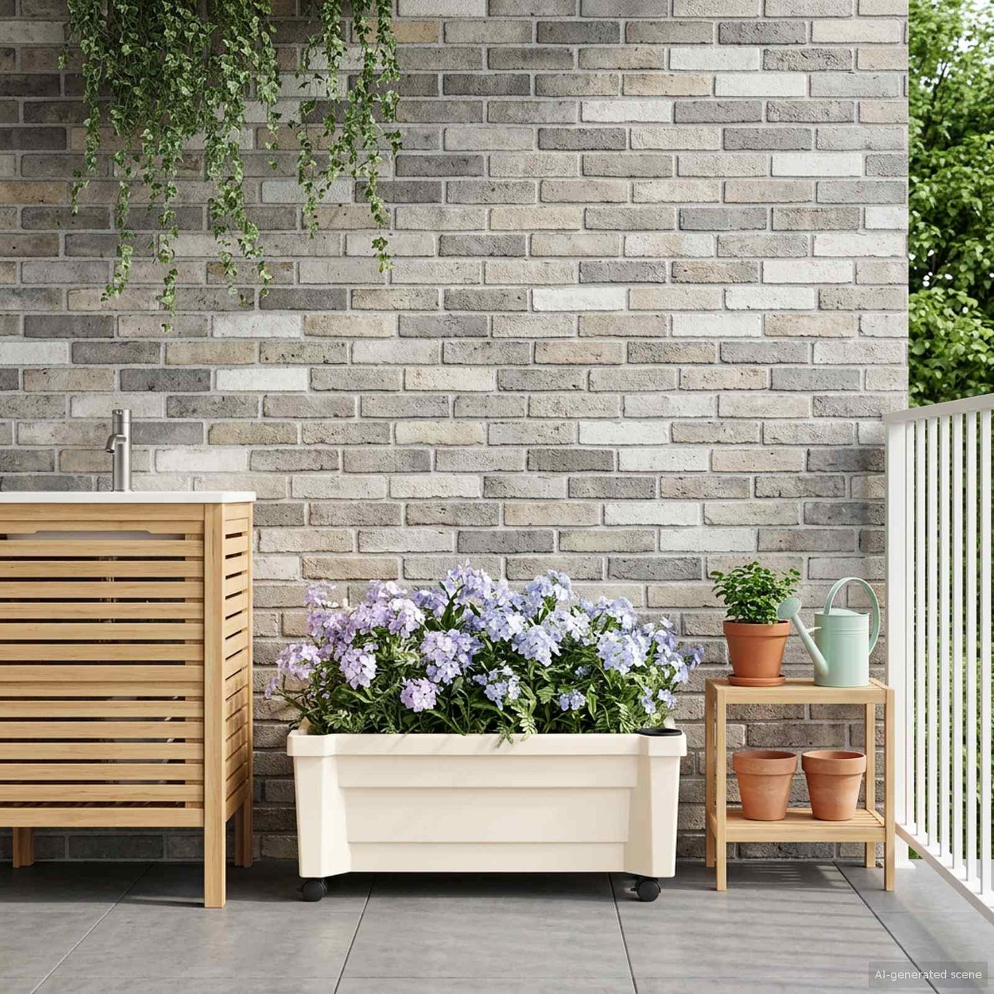 Vaso Calypso con Ruote Bianco 79 x 35 x 33 cm PP | homemem39