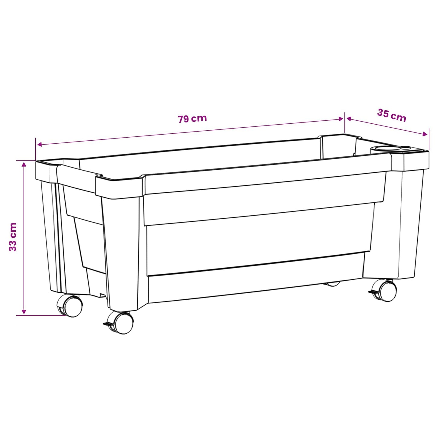 Vaso Calypso con Ruote Antracite 79 x 35 x 33 cm PP | homemem39