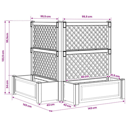 Vaso Grande con Direzione 2 pcs Grigio 143 x 143 x 133,5 cm PP | homemem39