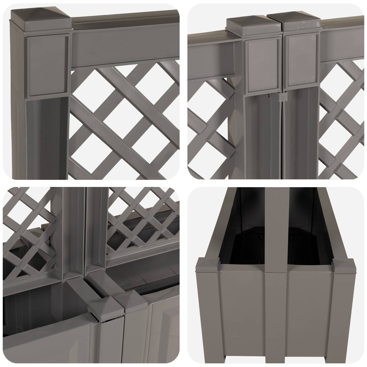 Grande vaso con trellis 2 pcs Grigio 200 x 43 x 133,5 cm PP | homemem39