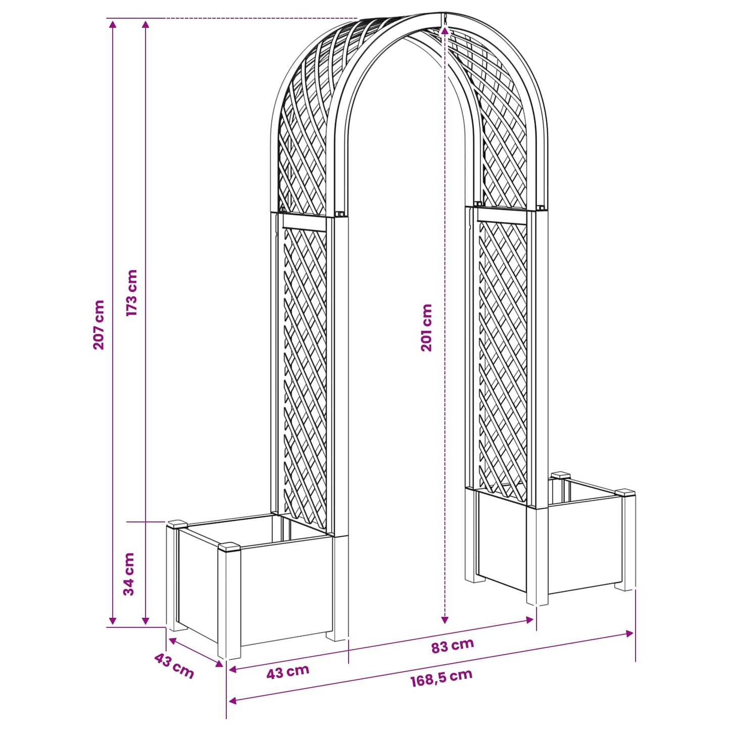 Arco di Rose con Vaso Grigio 168,5 x 43 x 207 cm PP | homemem39