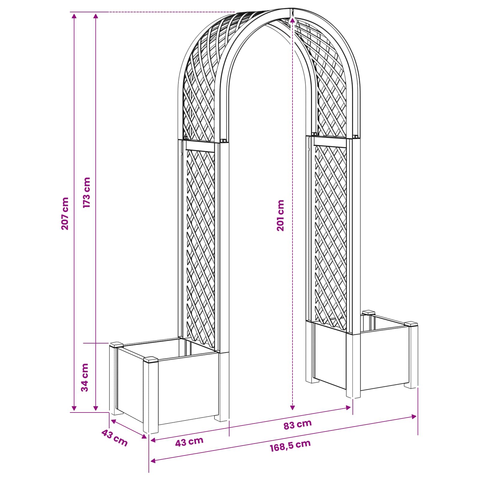 Arco di Rose con Vaso Antracite 168,5 x 43 x 207 cm PP | homemem39