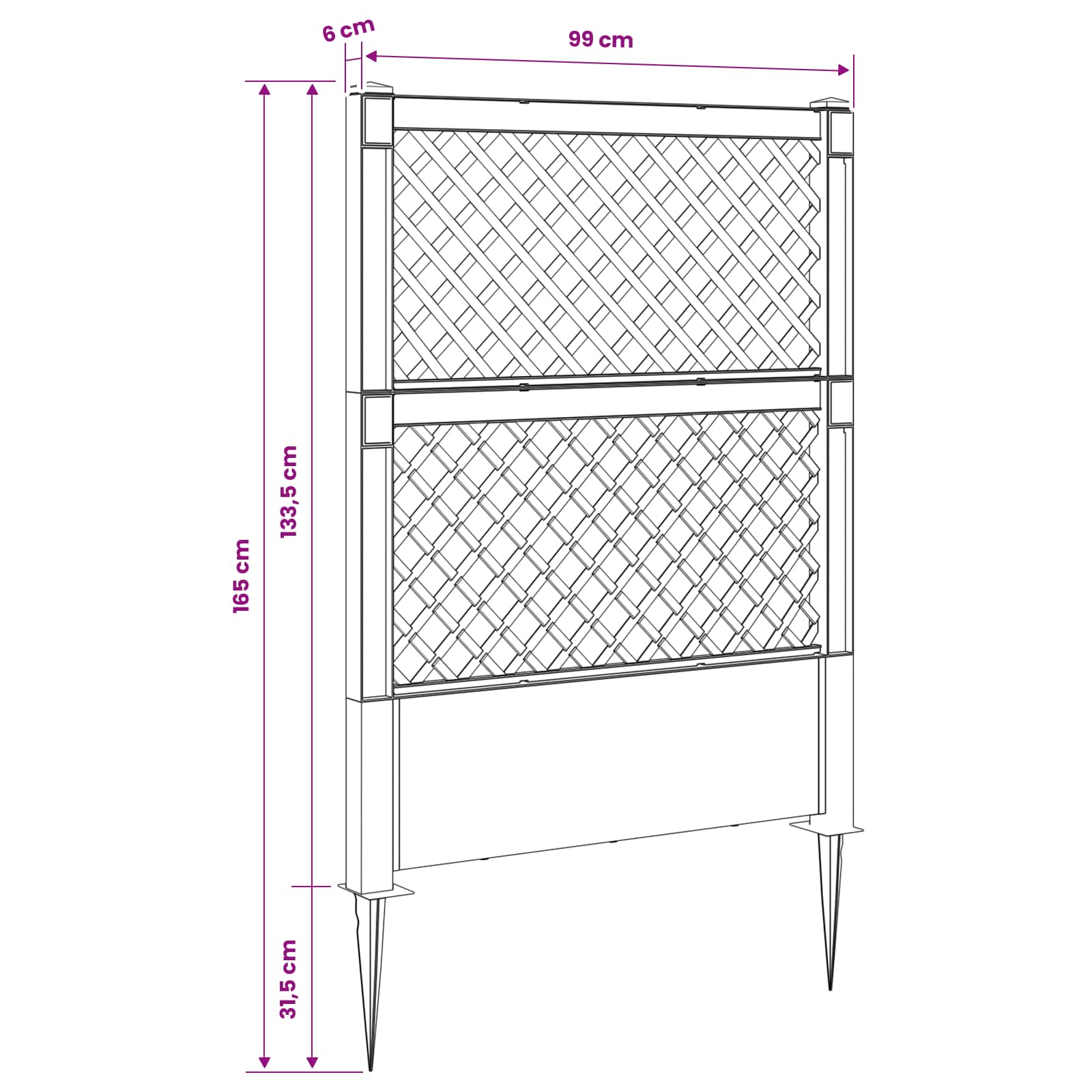 Trellis con Punta Grigio 99 x 6 x 165 cm PP | homemem39
