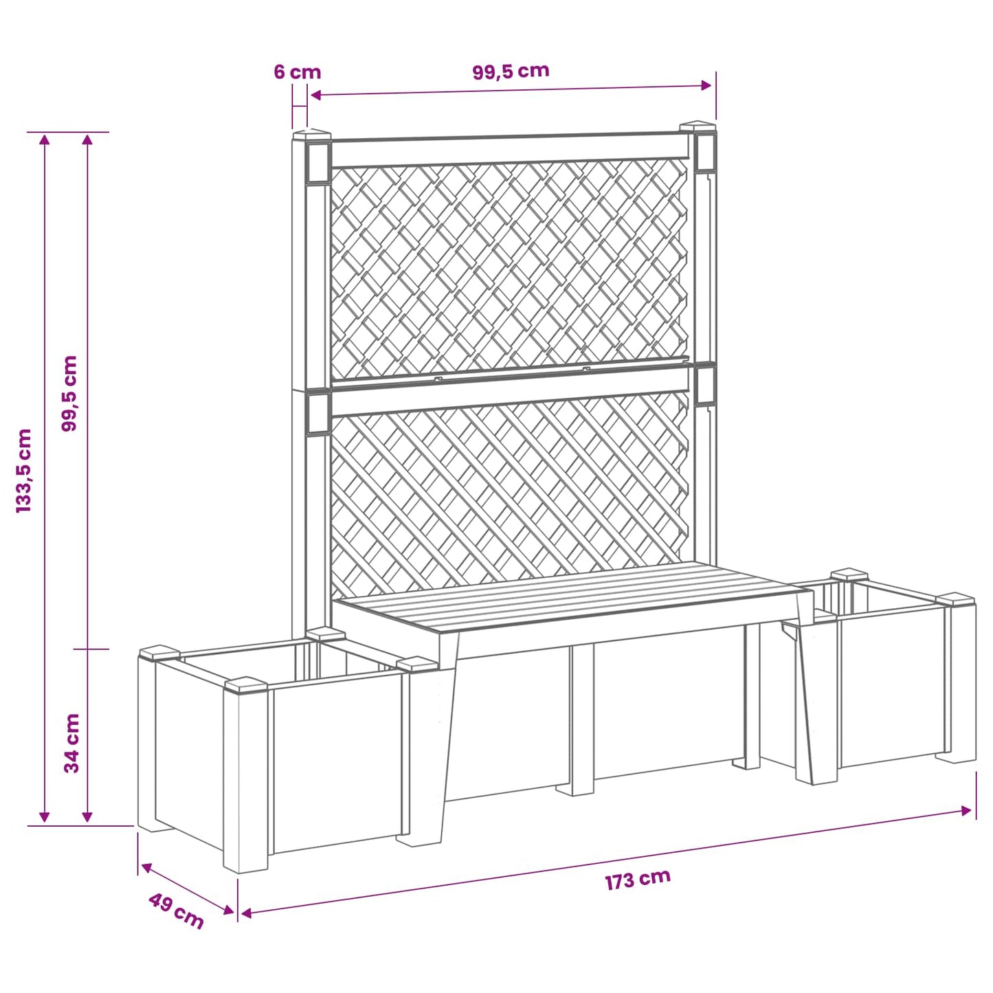 Panchina da Giardino Kopenhagen Antracite 173 x 49 x 135,5 cm | homemem39