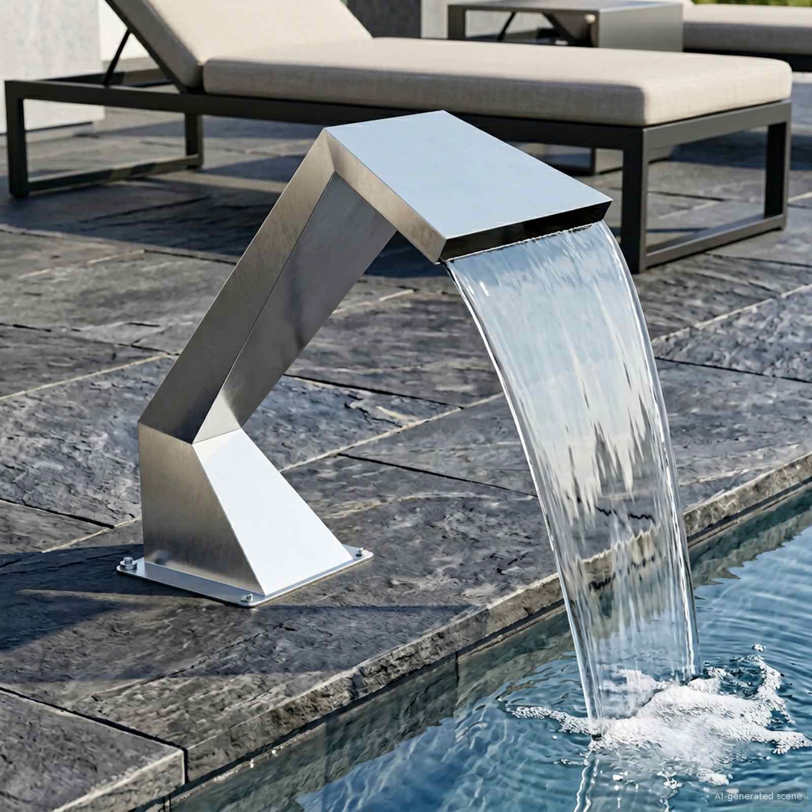 Cascata della Piscina Acciaio Inox 63,5 x 29 x 51 cm Argento | homemem39
