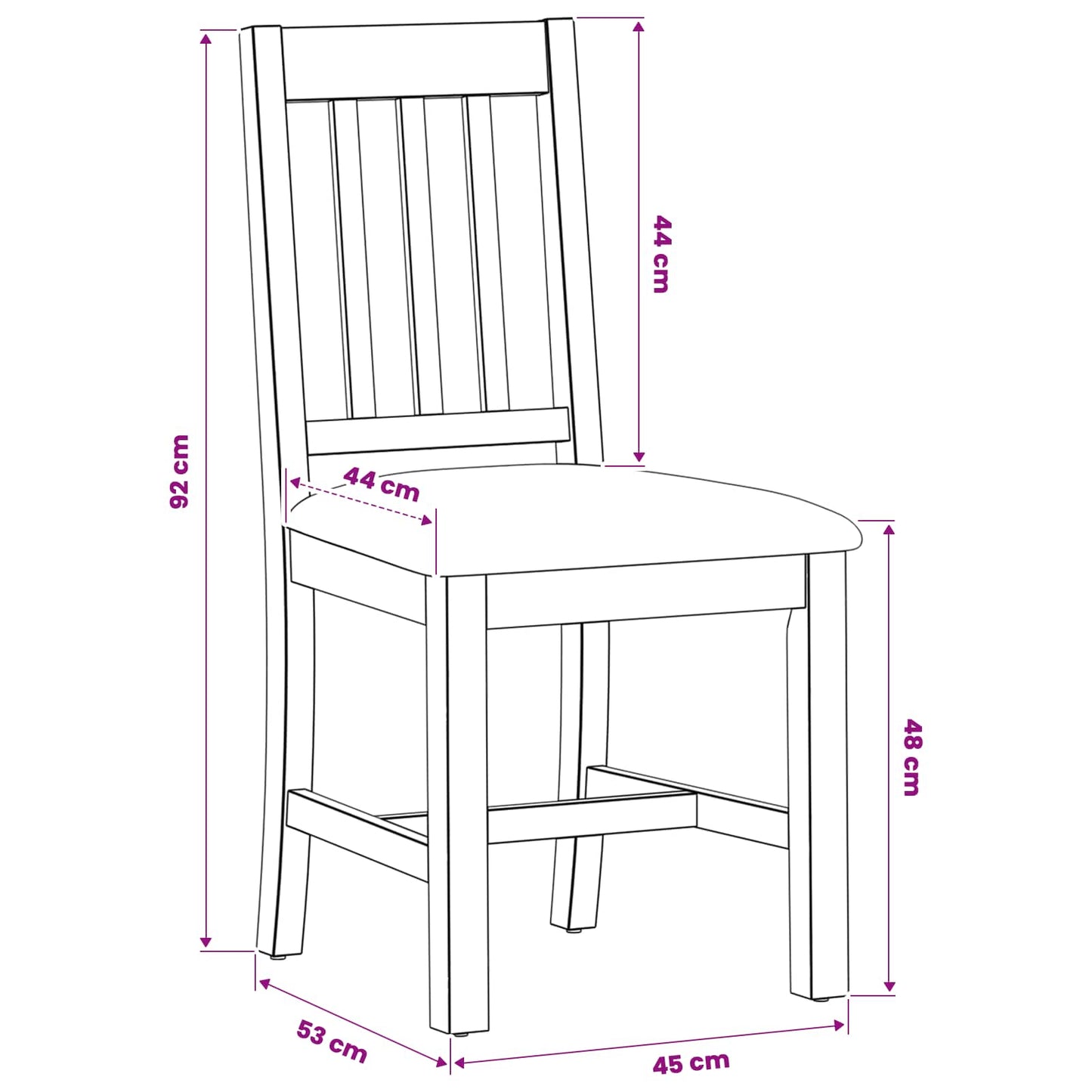 Sedia da pranzo VENLO 2 pz Legno di Quercia Massello