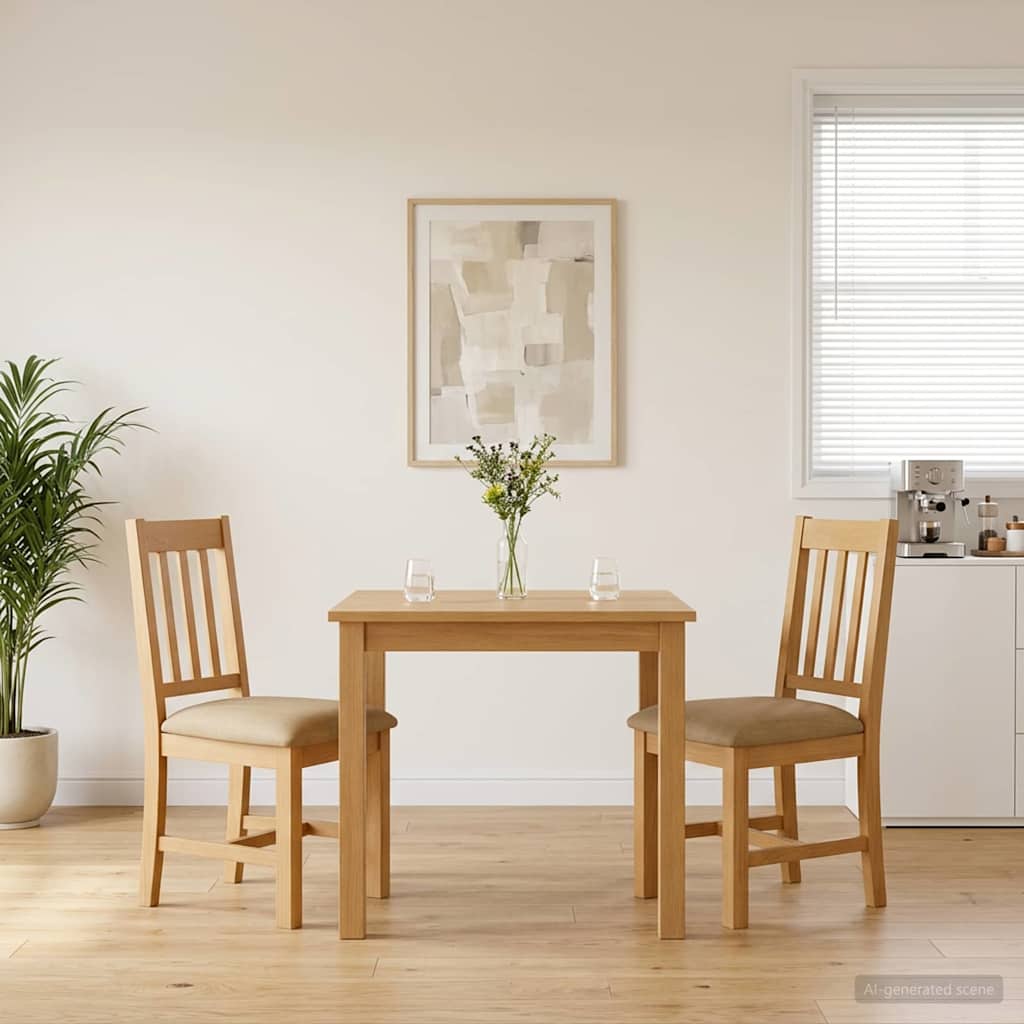 Sedia da pranzo VENLO 2 pz Legno di Quercia Massello Beige