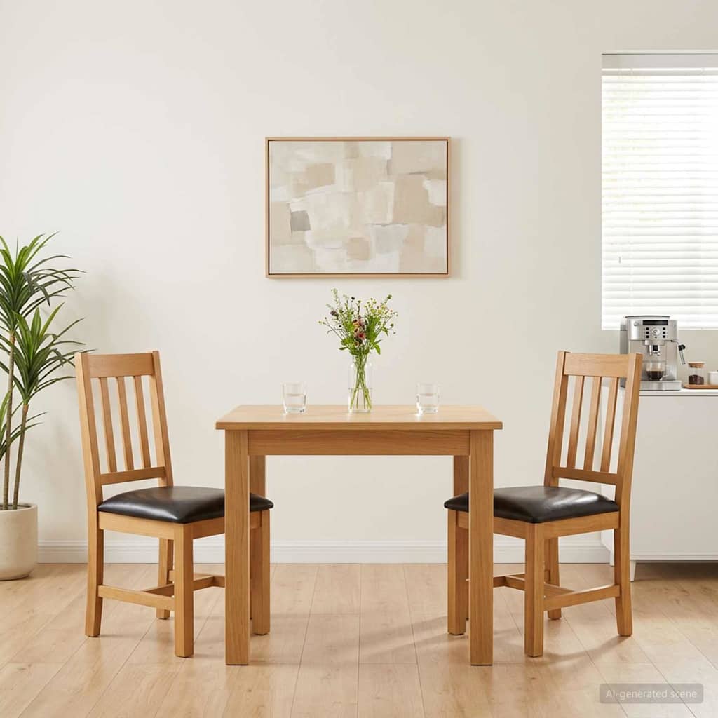 Sedia da pranzo VENLO 2 pz Legno di Quercia Massello Nero
