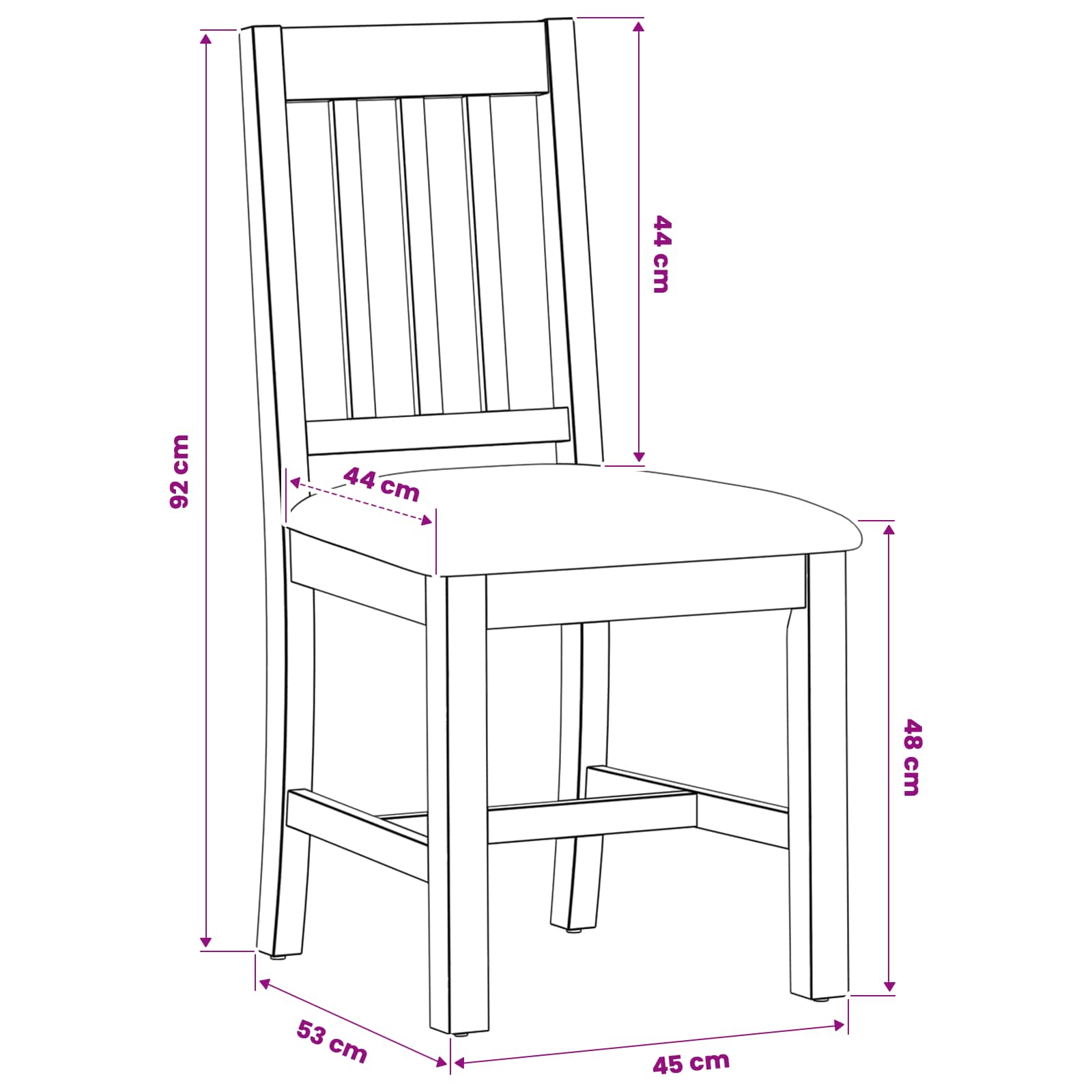 Sedia da pranzo VENLO 2 pcs Legno di Quercia Massello Nero | homemem39
