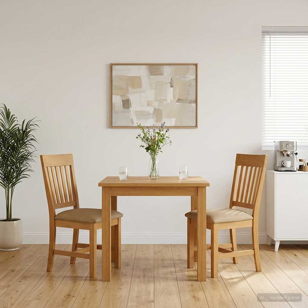 Sedia da pranzo 2 pcs Legno di Quercia Massello Beige