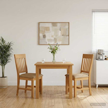 Sedia da pranzo 2 pcs Legno di Quercia Massello Beige