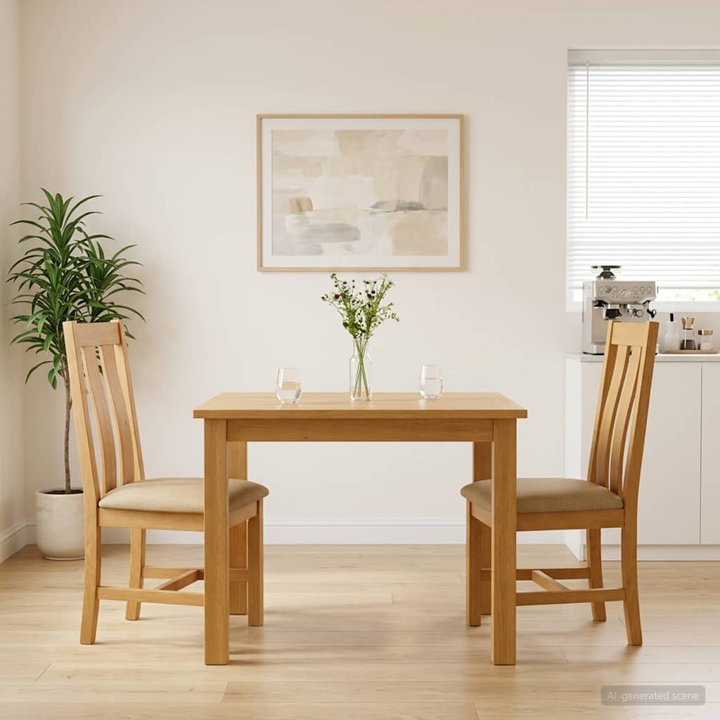 Sedia da pranzo 2 pcs Legno di Quercia Massello Beige | homemem39