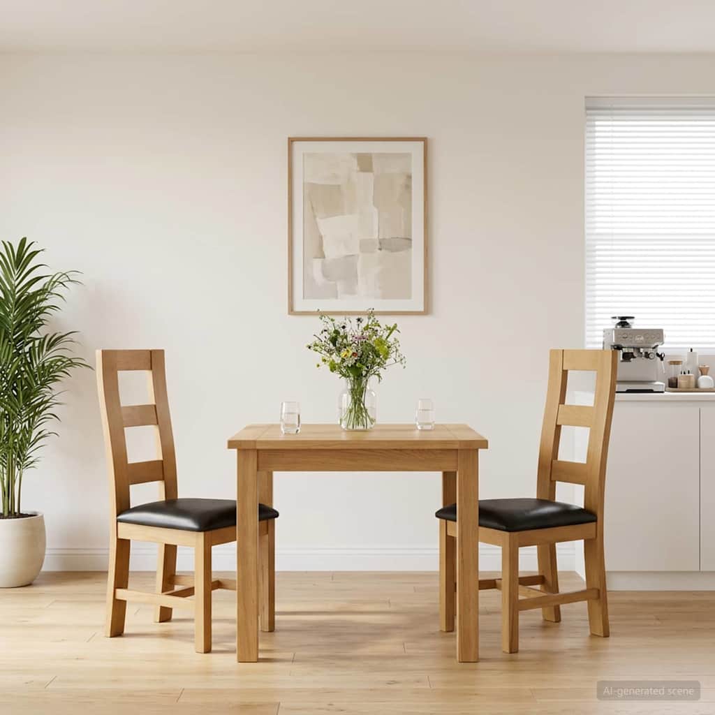 Sedia da pranzo 2 pcs Legno di Quercia Massello Nero | homemem39