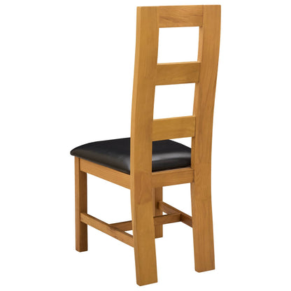 Sedia da pranzo 2 pcs Legno di Quercia Massello Nero | homemem39