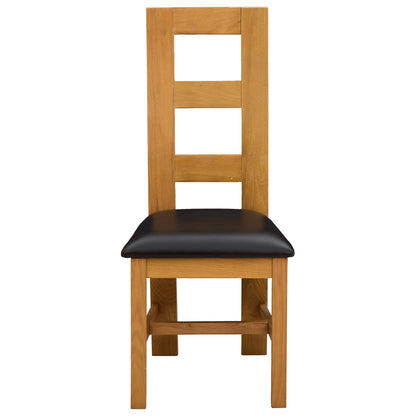 Sedia da pranzo 2 pcs Legno di Quercia Massello Nero | homemem39