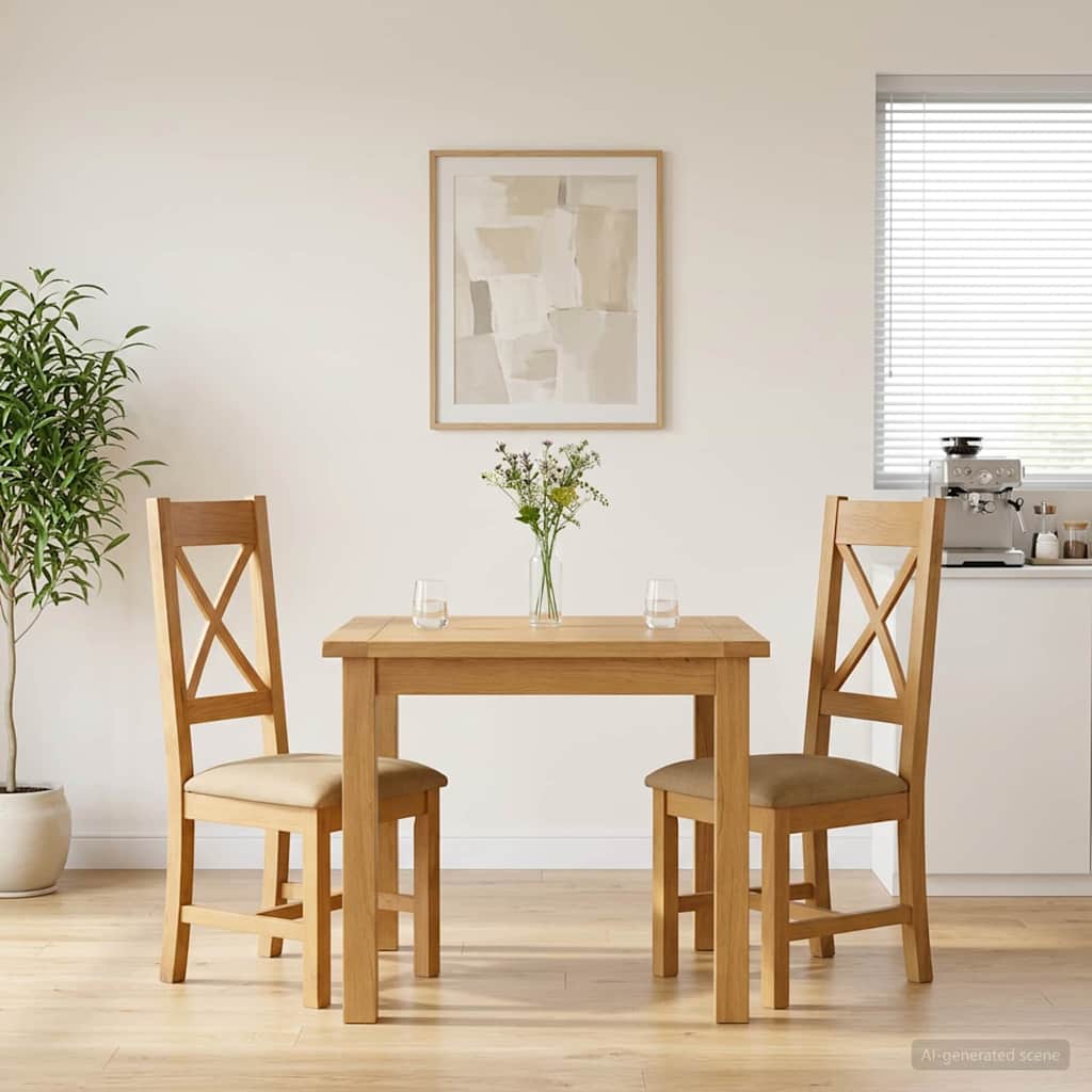Sedia da pranzo 2 pcs Legno di Quercia Massello Beige | homemem39