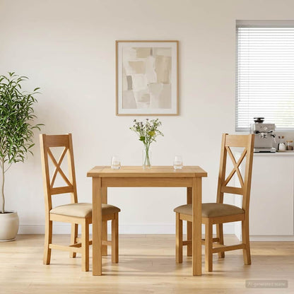 Sedia da pranzo 2 pcs Legno di Quercia Massello Beige | homemem39