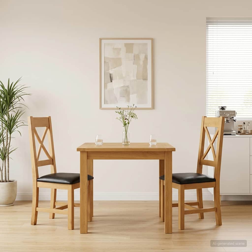 Sedia da pranzo 2 pcs Legno di Quercia Massello Nero | homemem39