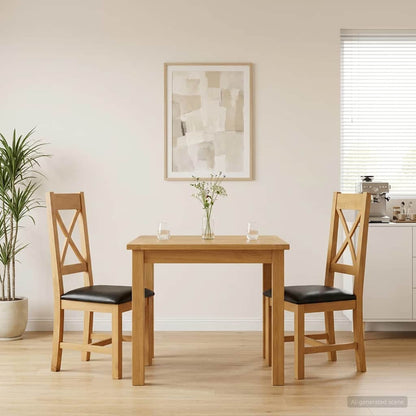 Sedia da pranzo 2 pcs Legno di Quercia Massello Nero | homemem39