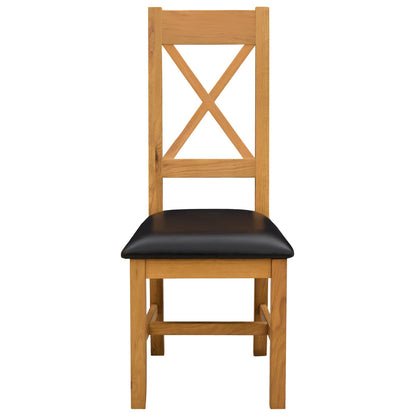 Sedia da pranzo 2 pcs Legno di Quercia Massello Nero | homemem39