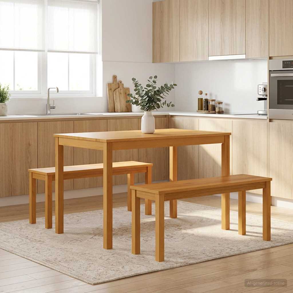 Panchina da pranzo 95 x 32 x 45 cm Legno di Quercia Massello | homemem39
