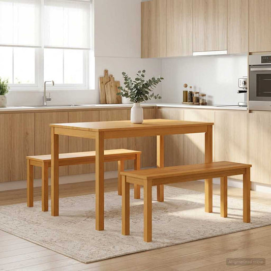 Panchina da pranzo 95 x 32 x 45 cm Legno di Quercia Massello | homemem39