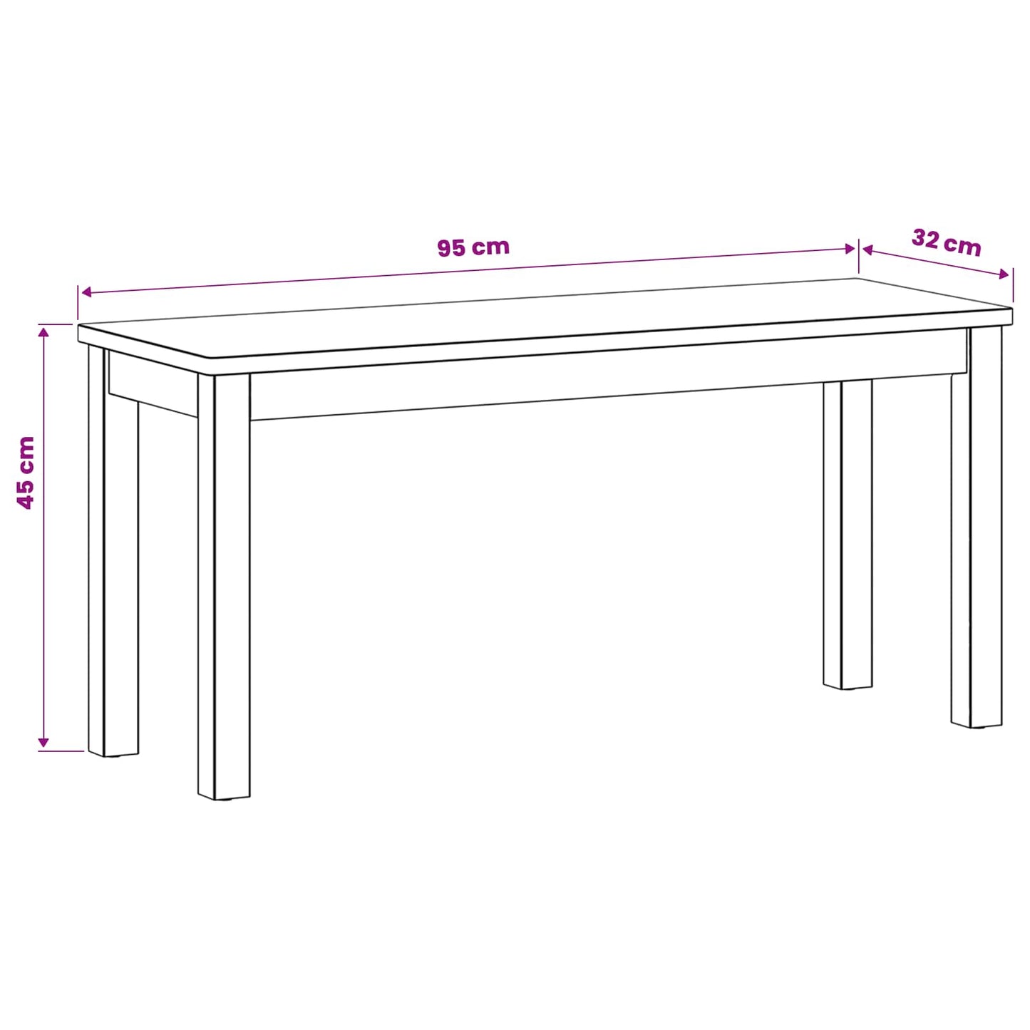 Panchina da pranzo 95 x 32 x 45 cm Legno di Quercia Massello | homemem39