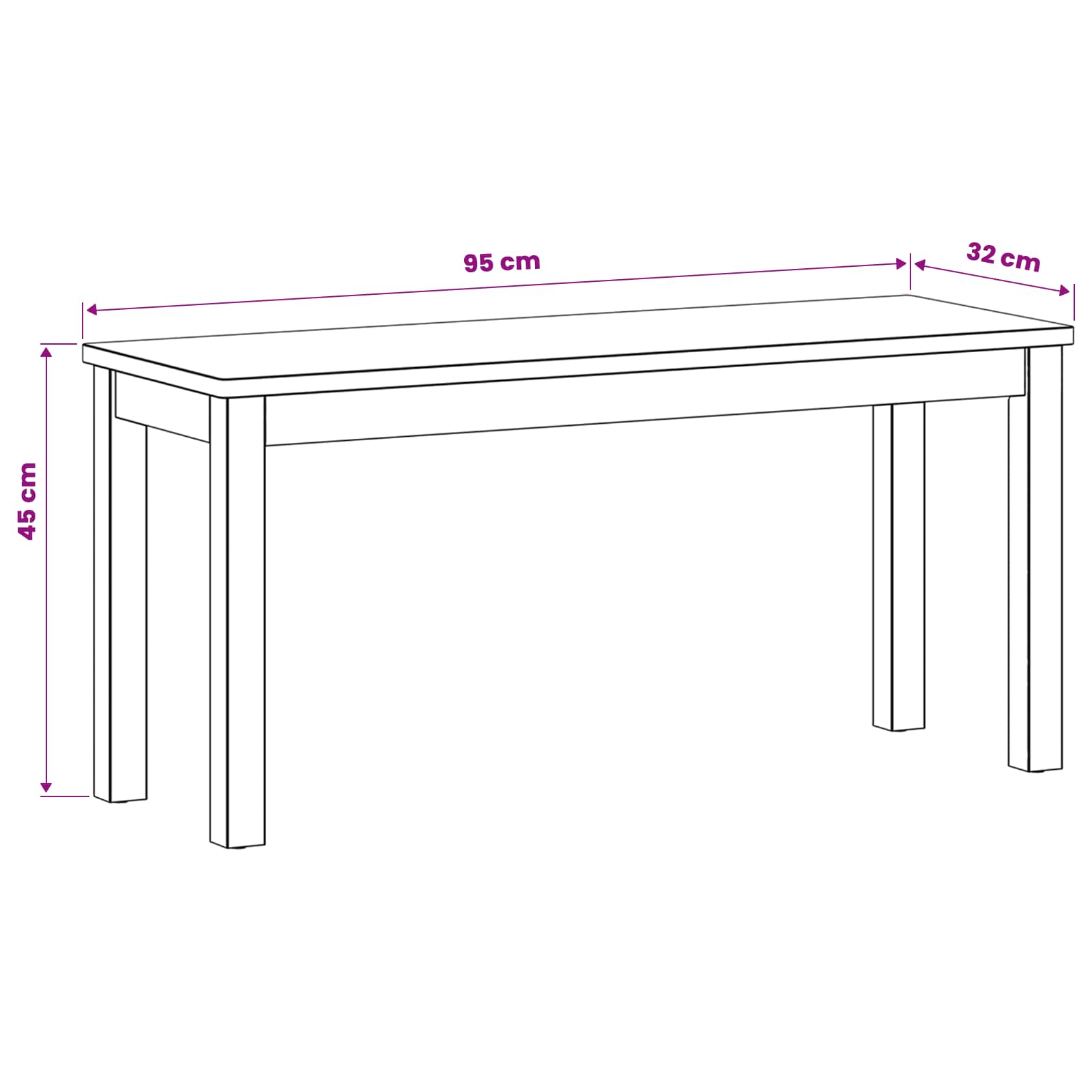 Panchina da pranzo 95 x 32 x 45 cm Legno di Quercia Massello | homemem39