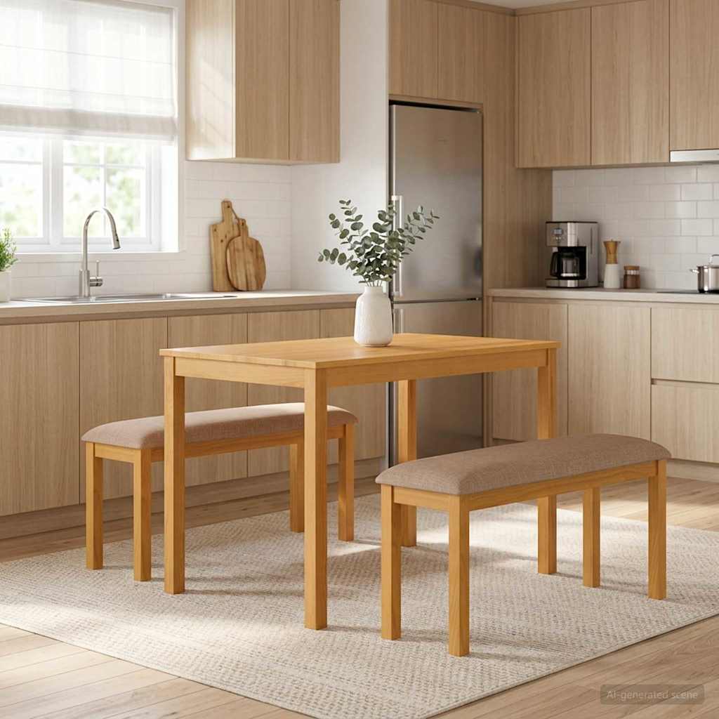 Panchina da pranzo 95 x 32 x 45 cm Legno di Quercia Massello | homemem39