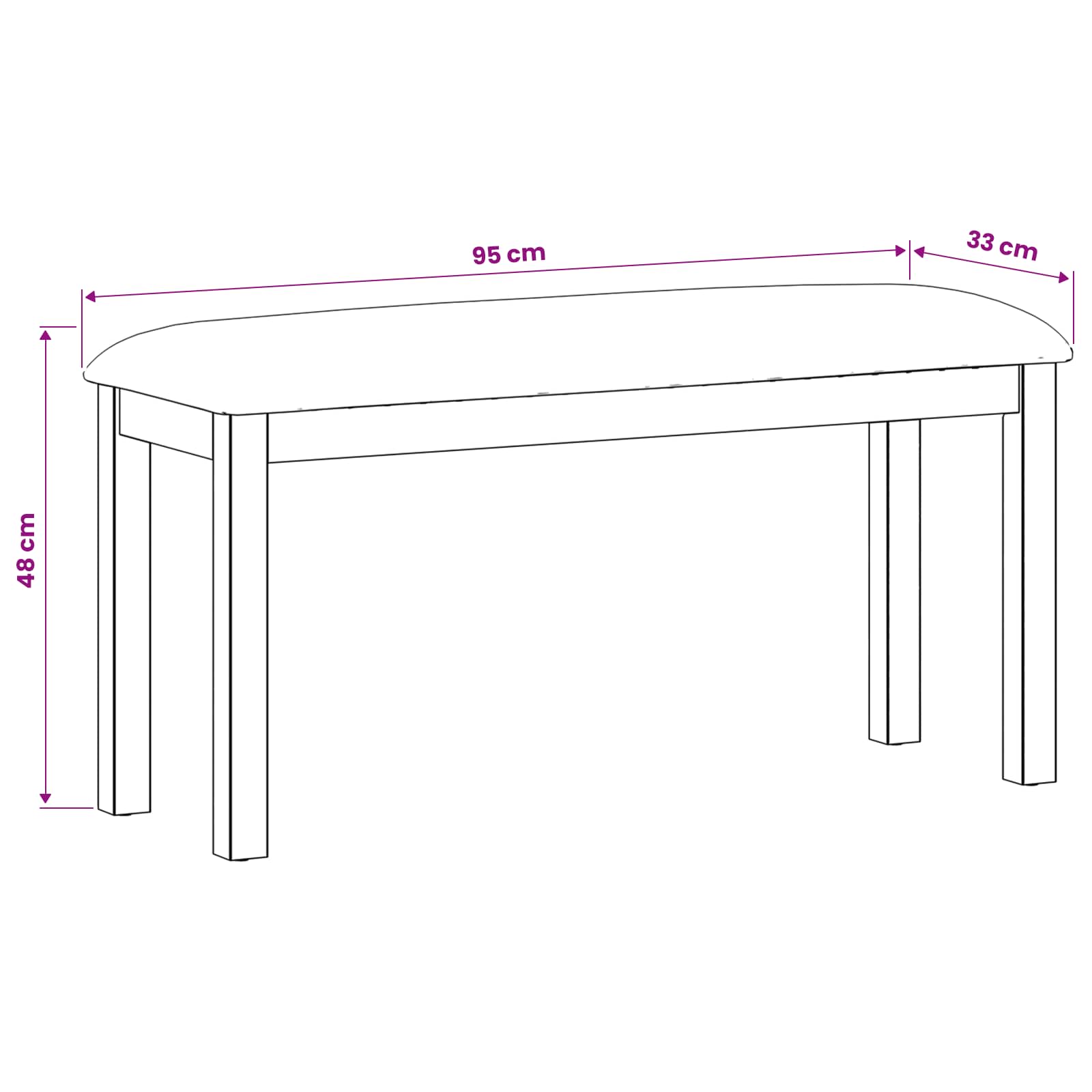 Panchina da pranzo 95 x 32 x 45 cm Legno di Quercia Massello | homemem39