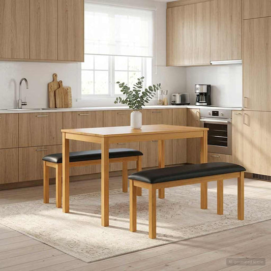 Panchina da pranzo 95 x 32 x 45 cm Legno di Quercia Massello | homemem39