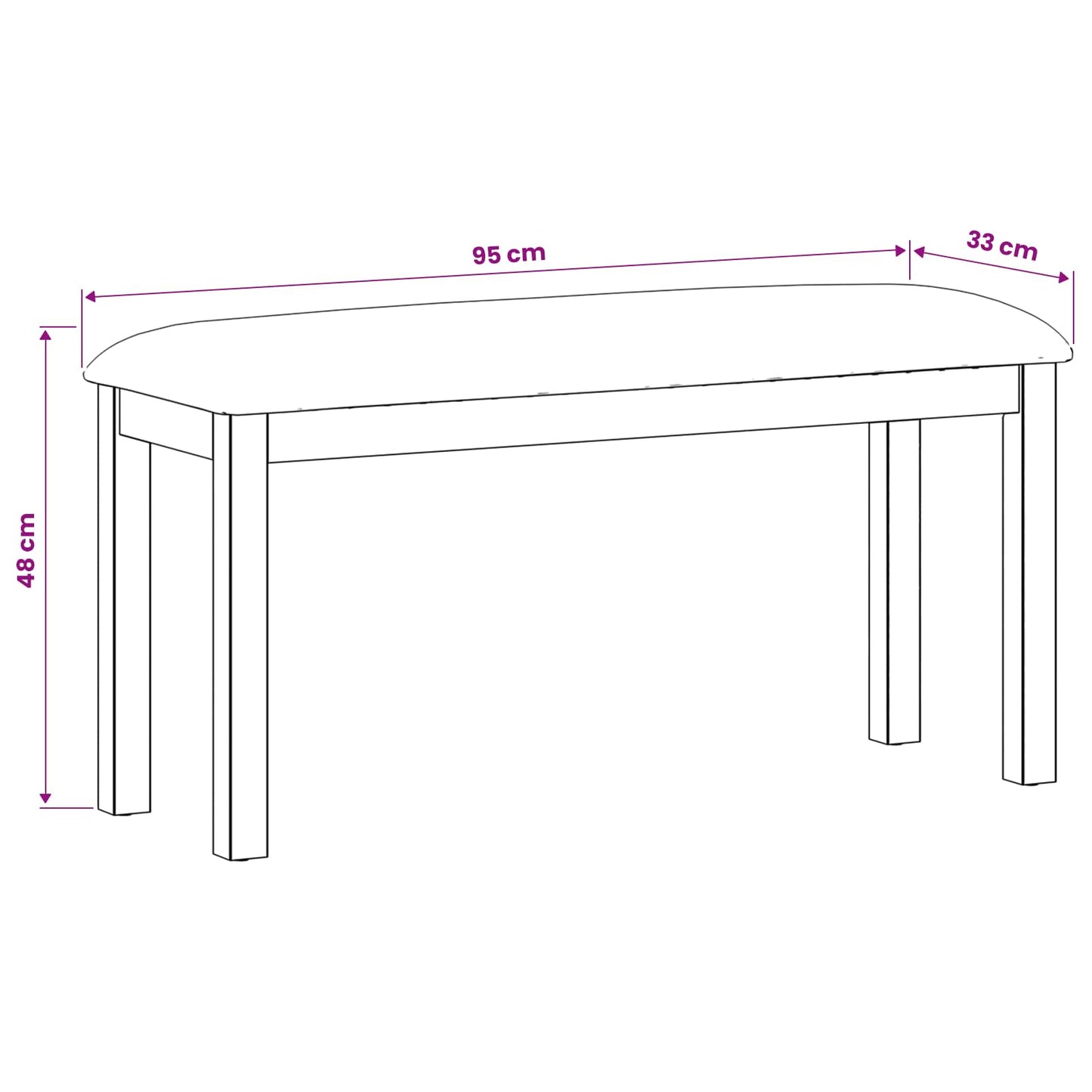 Panchina da pranzo 95 x 32 x 45 cm Legno di Quercia Massello | homemem39