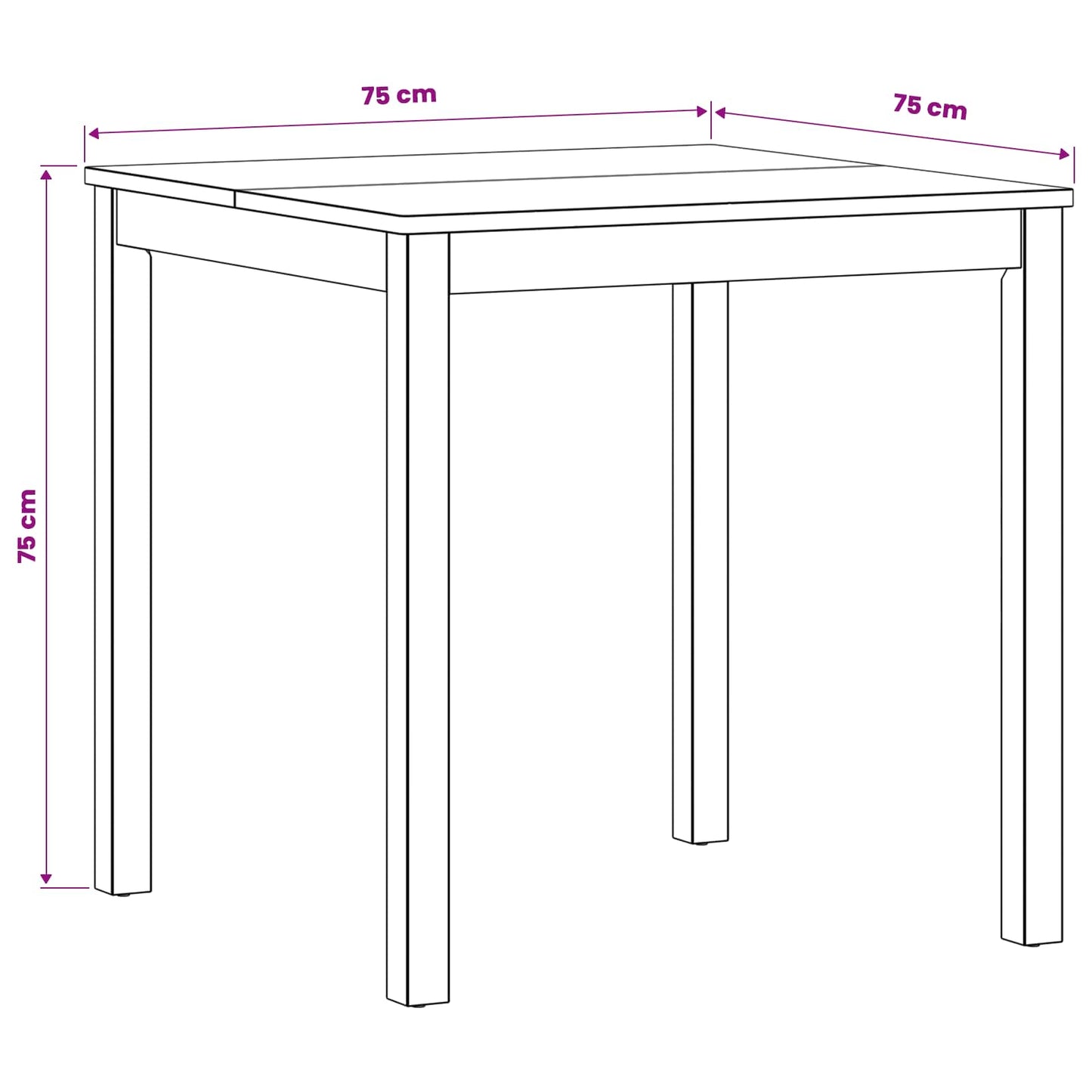 Tavolo da pranzo 75 x 75 x 75,5 cm Legno di Quercia Massello | homemem39
