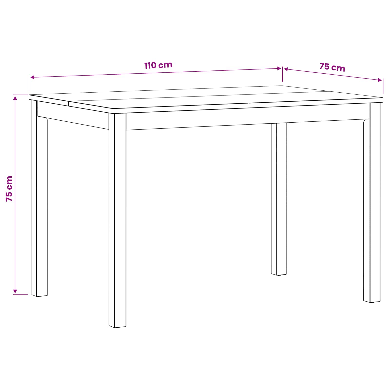Tavolo da pranzo 110 x 75 x 75 cm Legno di Quercia Massello | homemem39