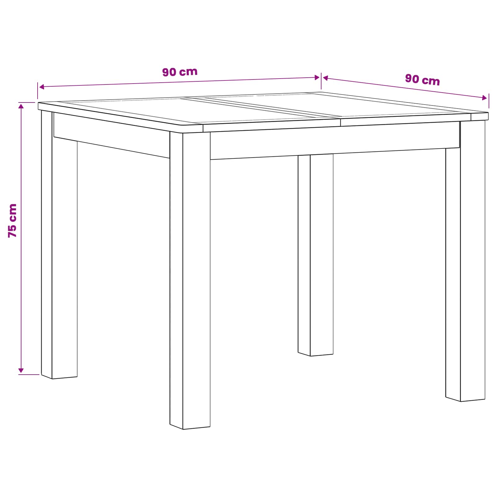Tavolo da pranzo 90 x 90 x 75 cm Legno di Quercia Massello | homemem39