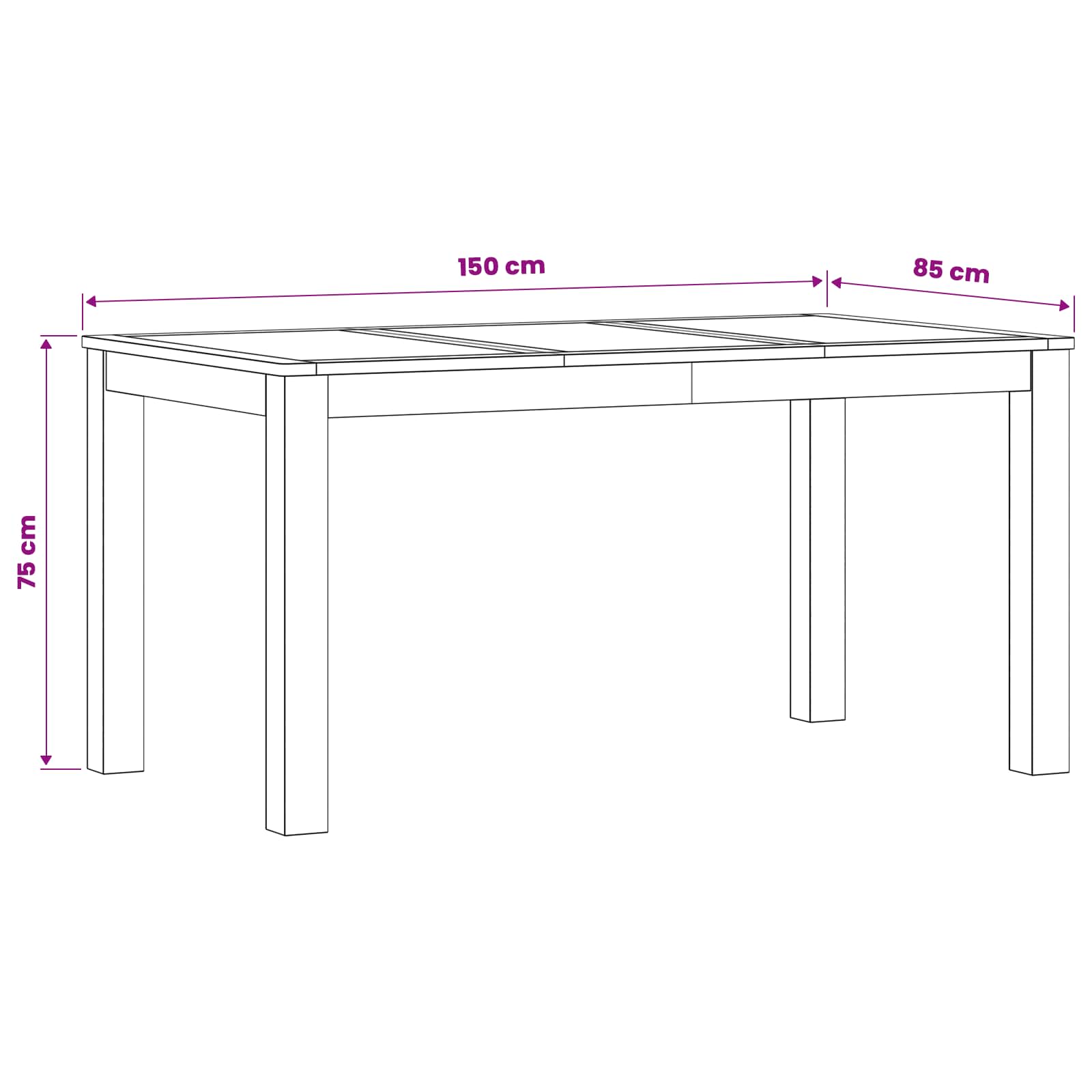 Tavolo da pranzo 150 x 85 x 75 cm Legno di Quercia Massello | homemem39