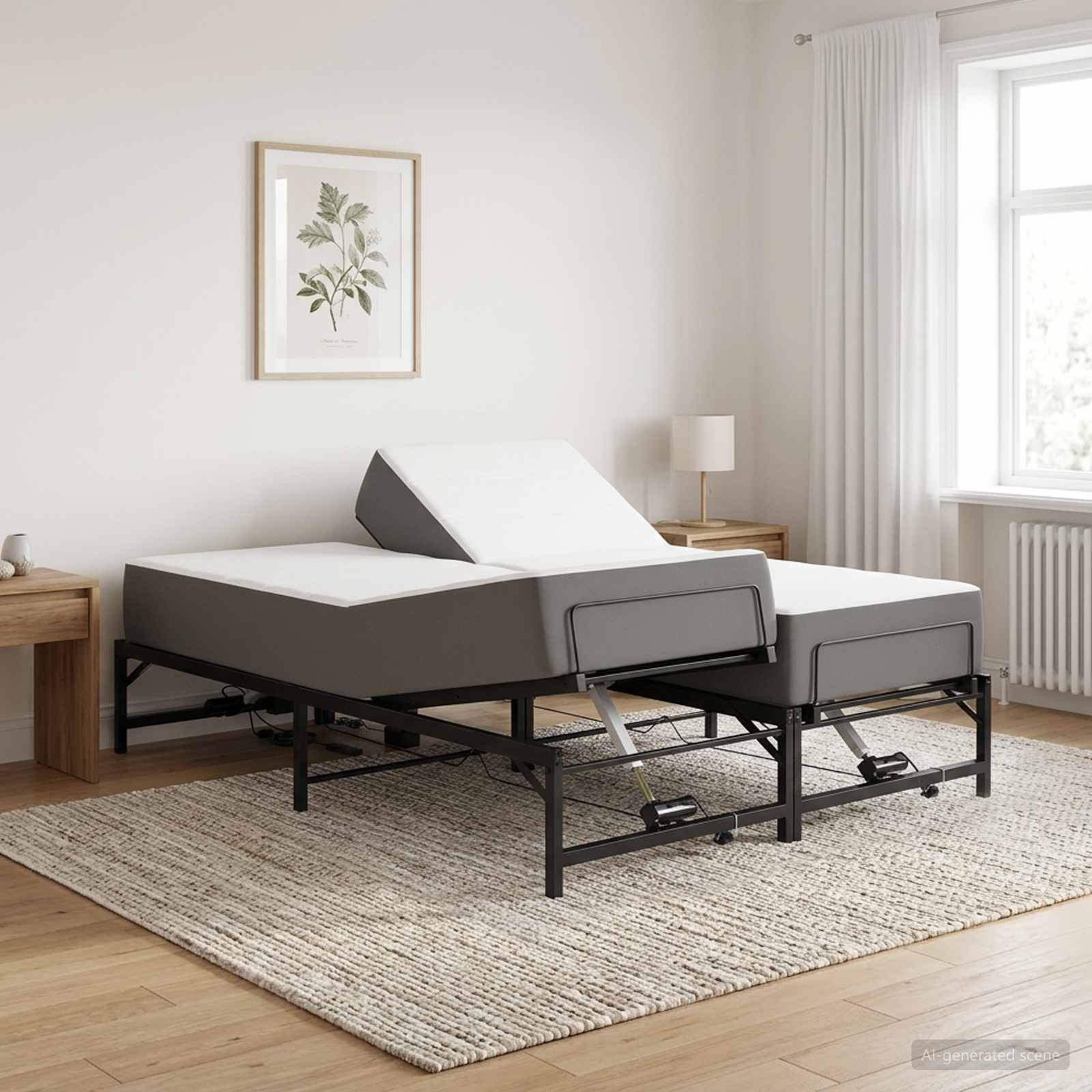 Telaio Letto Elettrico Regolabile Nero 137 x 190 cm Acciaio | homemem39