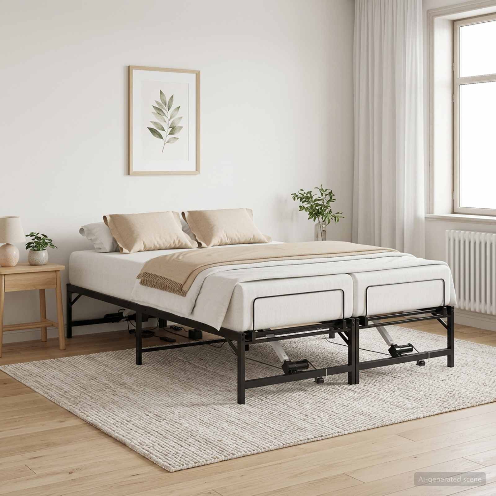 Telaio Letto Elettrico Regolabile Nero 140 x 190 cm Acciaio | homemem39