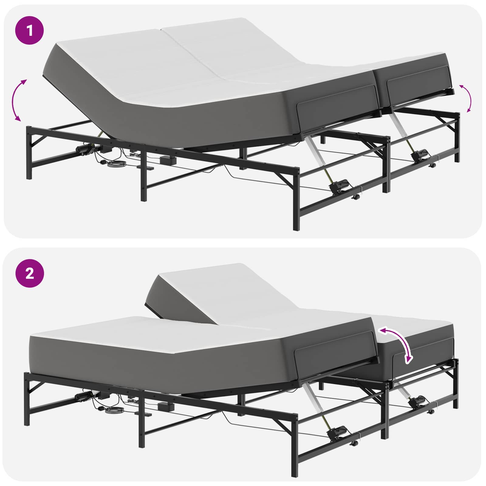Telaio Letto Elettrico Regolabile Nero 90 x 213 cm Acciaio | homemem39