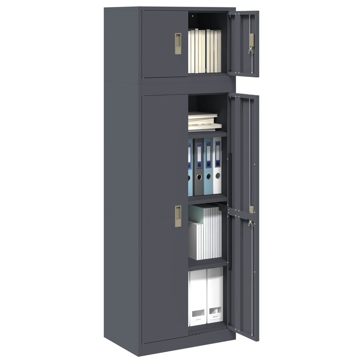 Armadio 2 pz Antracite 60 x 40 x 180 cm Acciaio Bloccabile