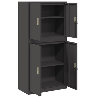 Armadio 2 pz Nero 80 x 40 x 160 cm Acciaio Bloccabile