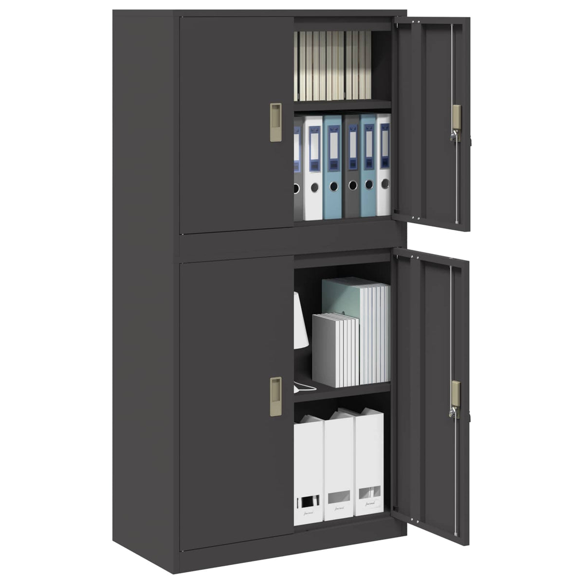 Armadio 2 pz Nero 80 x 40 x 160 cm Acciaio Bloccabile