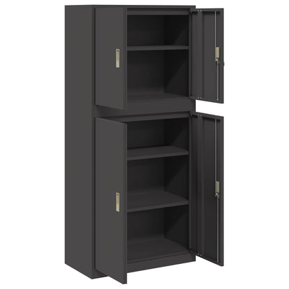 Armadio 2 pz Nero 80 x 40 x 175 cm Acciaio Bloccabile