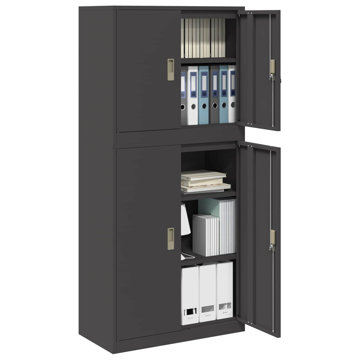 Armadio 2 pz Nero 80 x 40 x 175 cm Acciaio Bloccabile