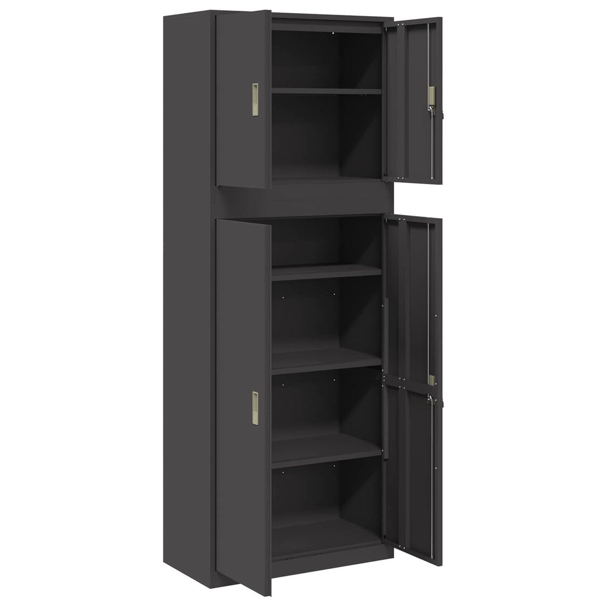 Armadio 2 pz Nero 80 x 40 x 210 cm Acciaio Bloccabile
