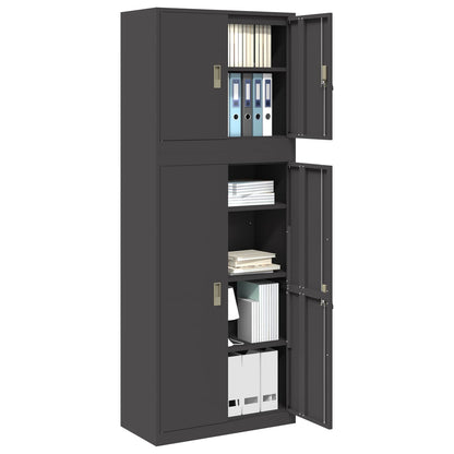 Armadio 2 pz Nero 80 x 40 x 210 cm Acciaio Bloccabile