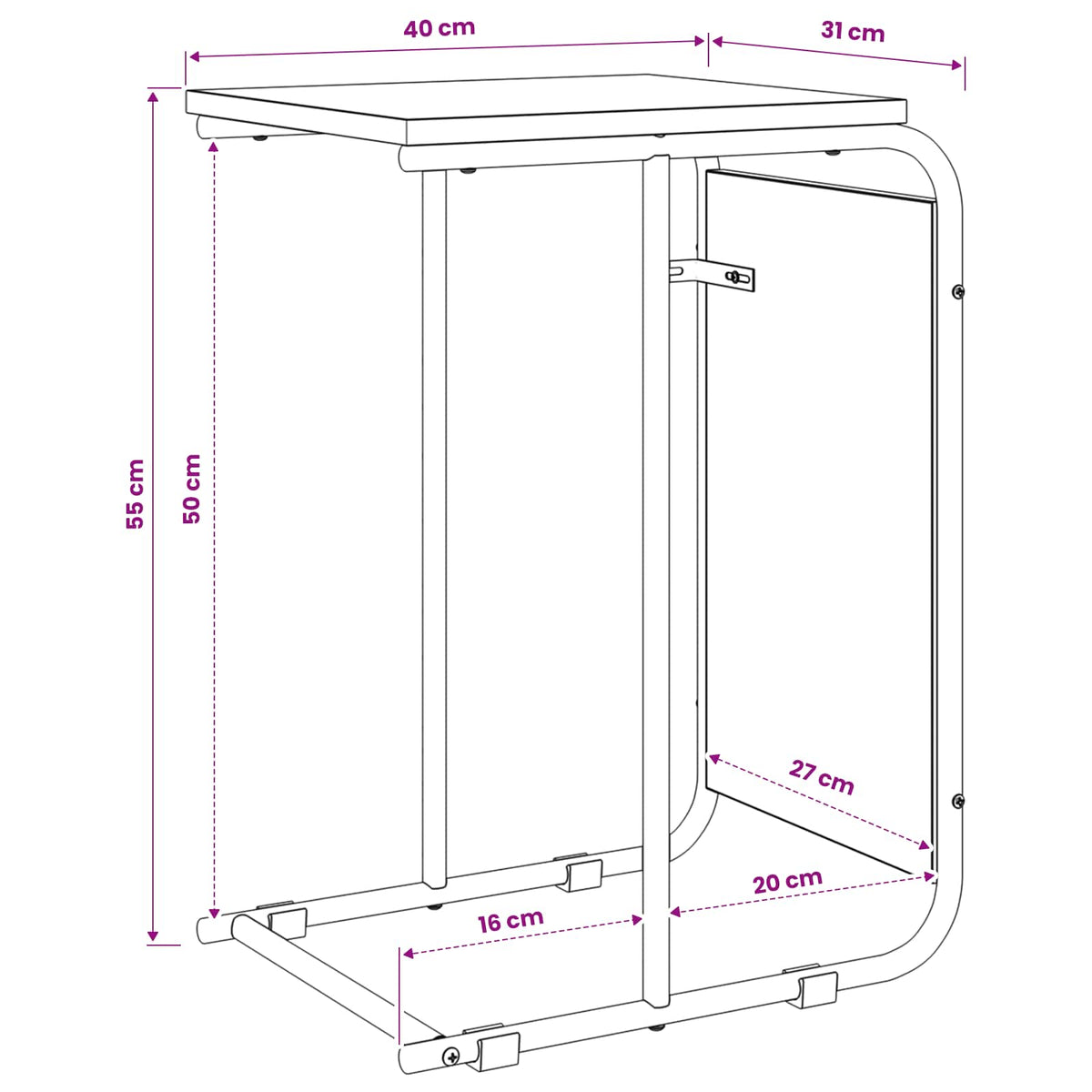Tavolo laterale Legno antico 40 x 31 x 55 cm